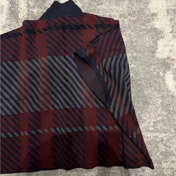 NWOT. Ann Taylor oversized poncho - burgundy, navy, grey - Picture 3 of 4
